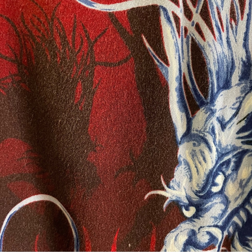 Vintage Y2K Dragon Shirt No Boundaries Flames Red Black Boy Size S 100%Rayon - Picture 6 of 16